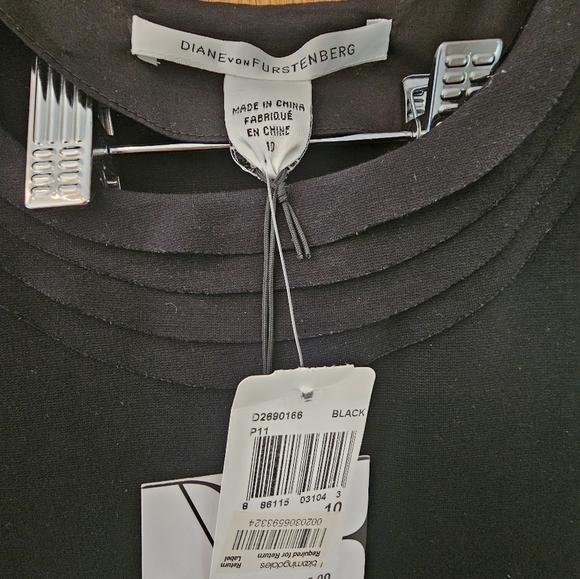 NEW-Diane von Furstenberg Dress-Vintage Black Midi Dress-Size 10 - Picture 3 of 4